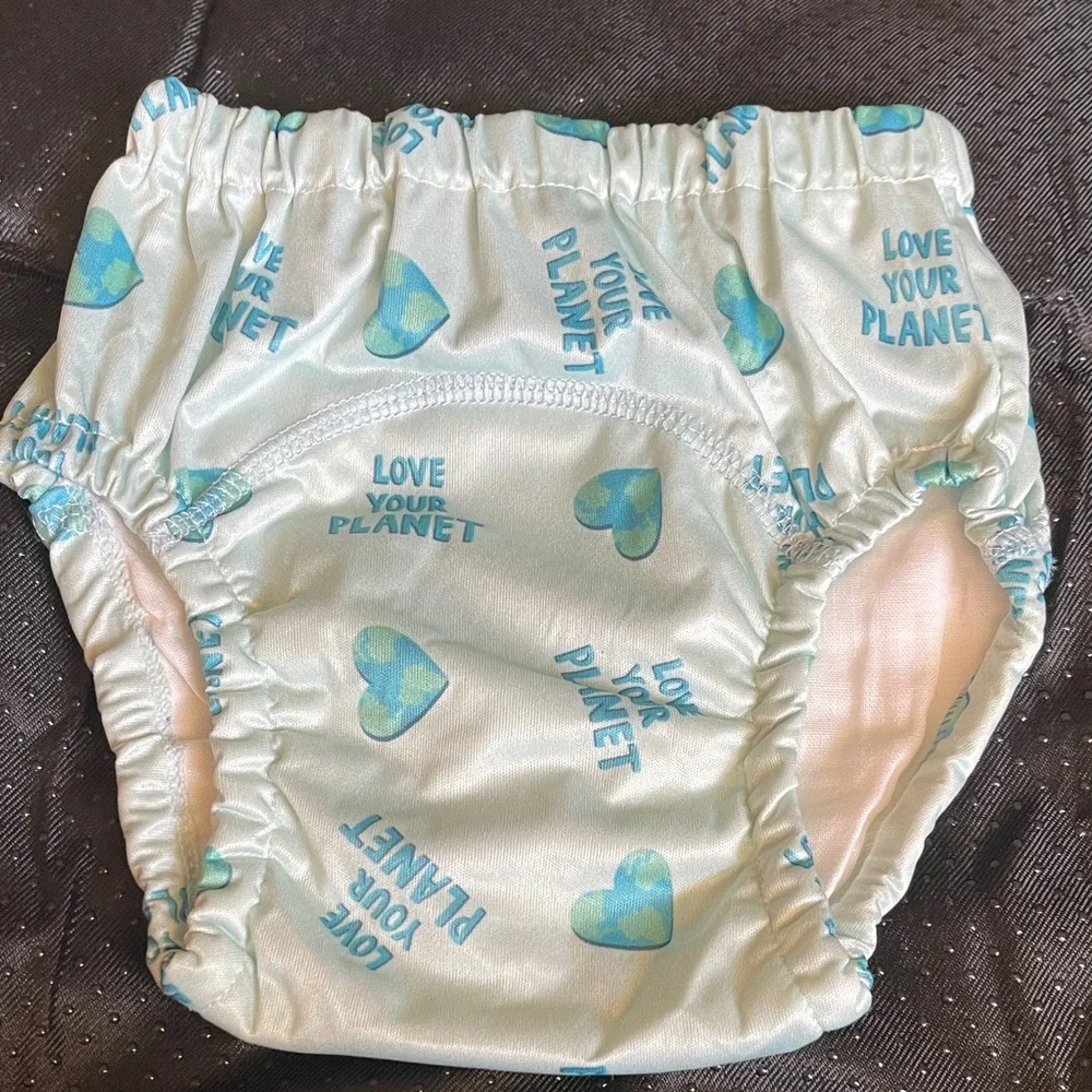 Eco-Friendly Kids Diaper Cover - Green with blue “Love your Planet”